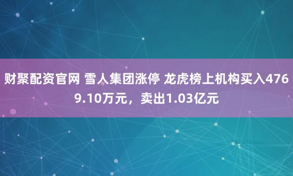 财聚配资官网 雪人集团涨停 龙虎榜上机构买入4769.10万元，卖出1.03亿元