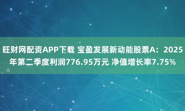 旺财网配资APP下载 宝盈发展新动能股票A：2025年第二季度利润776.95万元 净值增长率7.75%